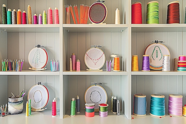 Pracownia haftu i stoisko z materiałami